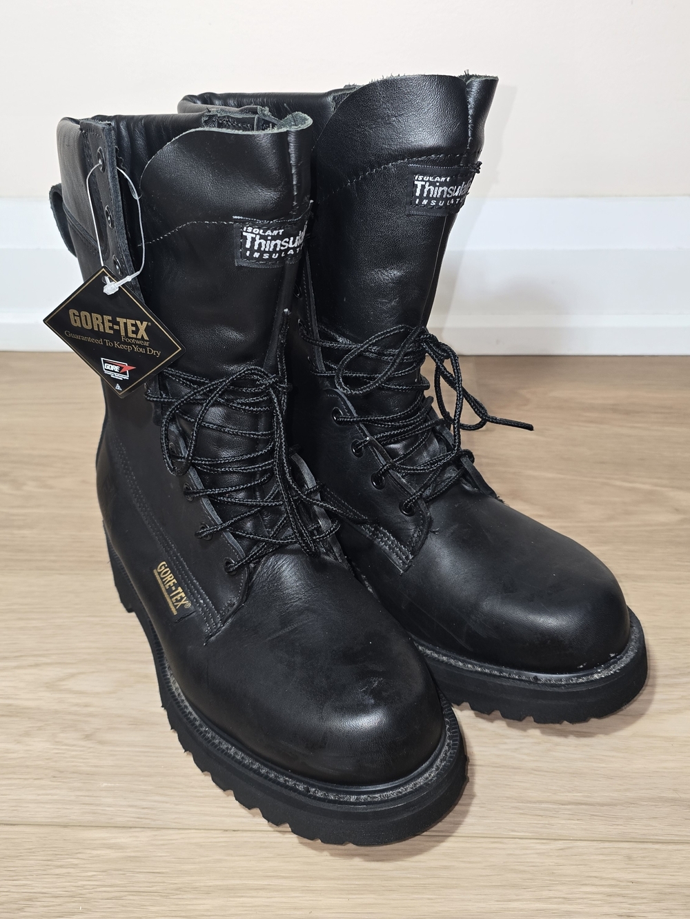 3M Prospector Vintage Black Men Lace-Up Leather Waterproof Military Boots NWT